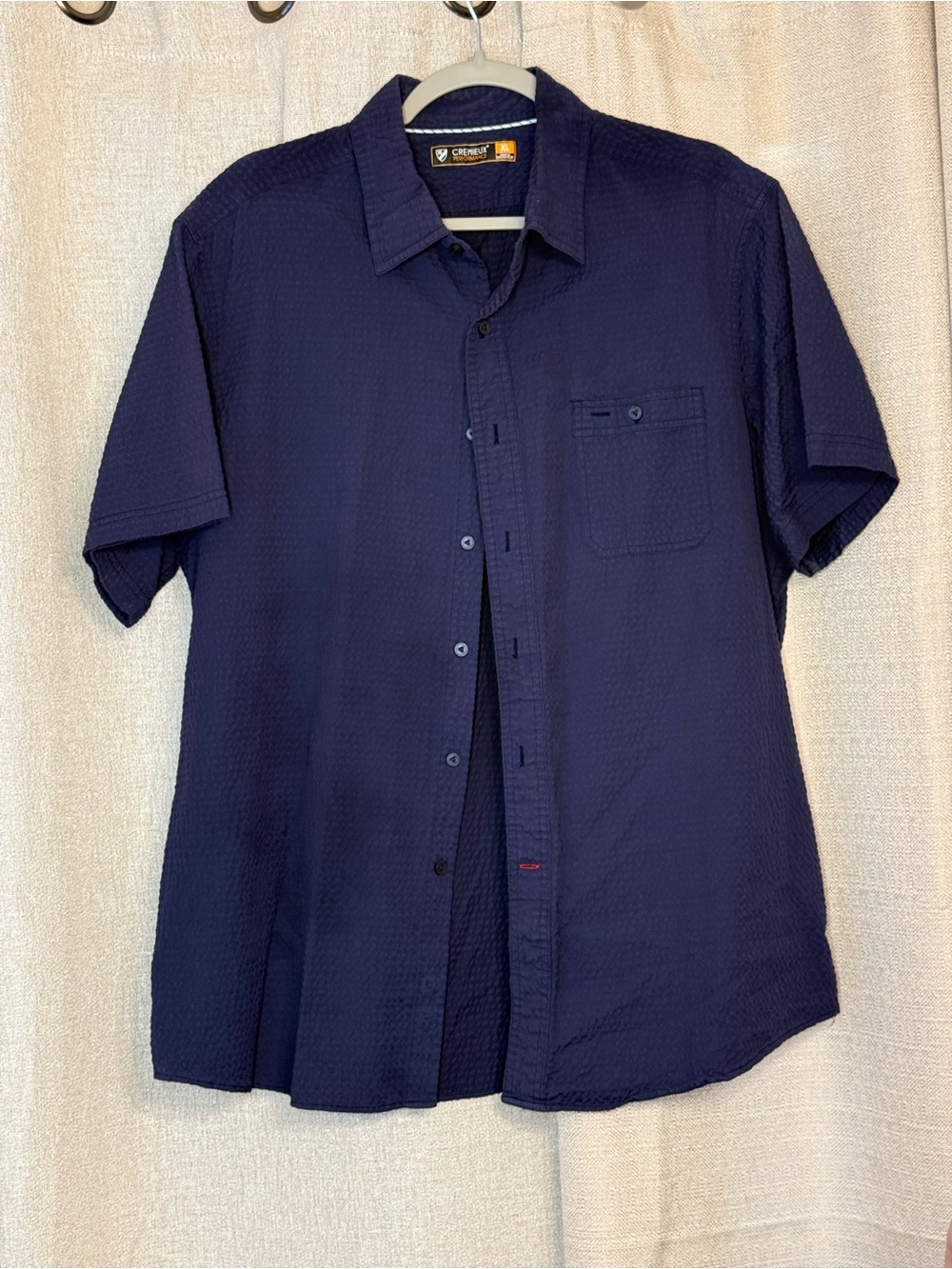 Daniel Cremieux Navy Textured Short-Sleeve Button-Down Shirt